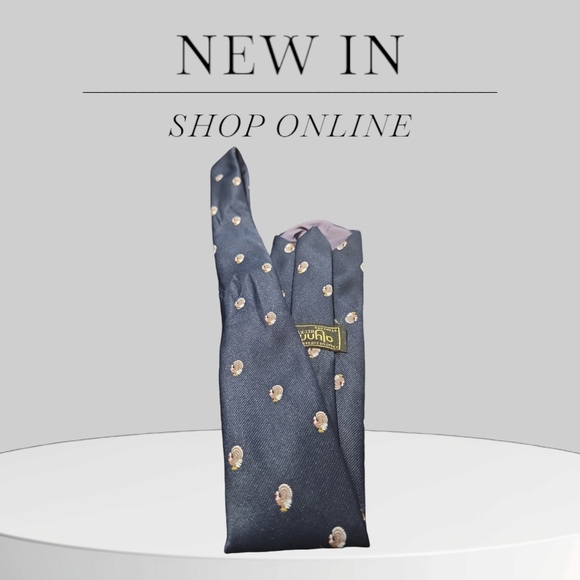 EUC Vintage Alynn Men's Dark Blue Tie with Turkey Motif - Picture 1 of 4